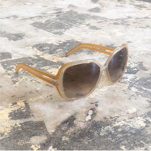 Chloe Champagne Gold Metallic Oversized Vintage Style Large Sunglasses